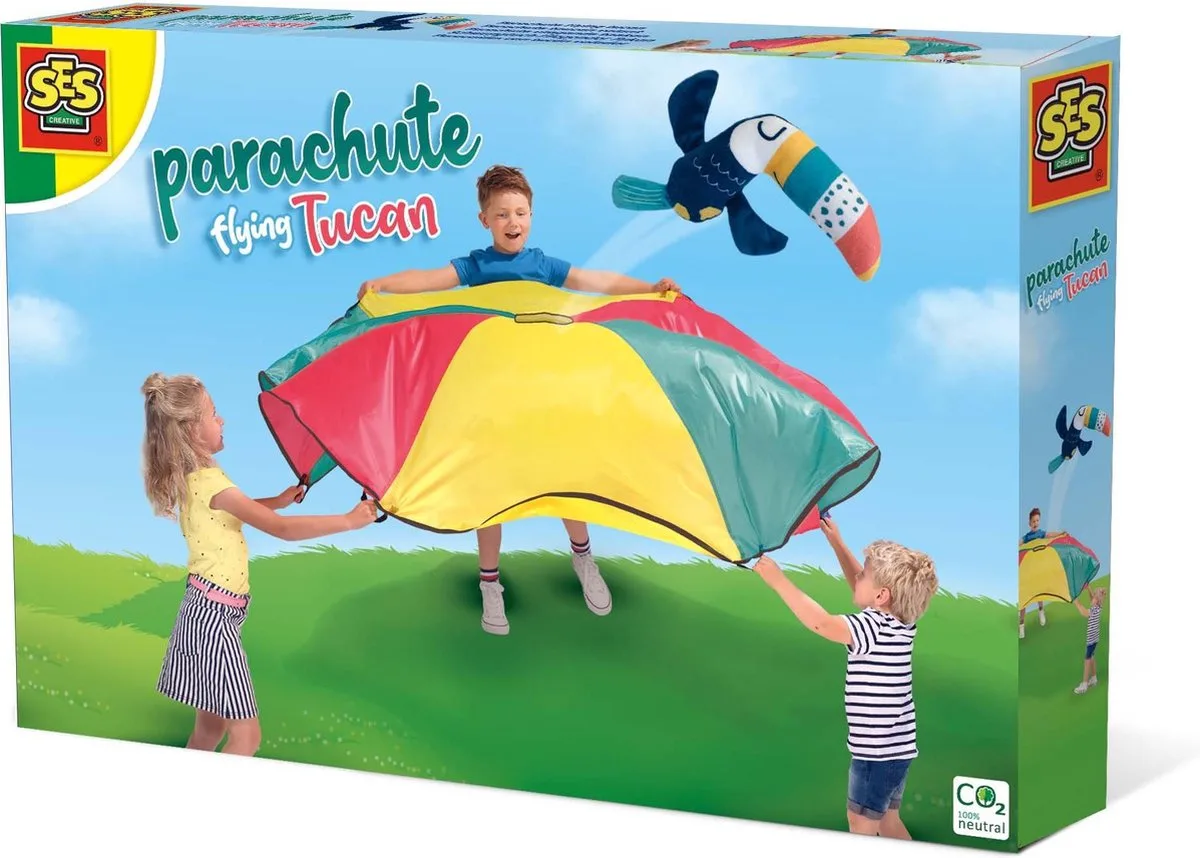 Parachute vliegende toekan - stevig materiaal - inclusief toekan en parachute doek de SES Creative en Parachute toekan – photo du produit