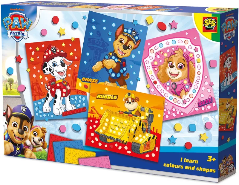 Paw Patrol - Ik leer kleuren en vormen - Knutselen - Educatief speelgoed - Voor Kinderen Vanaf 3 Jaar - 4 Kleuren - 4 Kaarten fra SES Creative i Rød – produktbillede