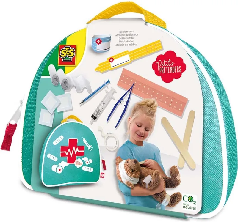 Petits Pretenders - met spuitjes, gaas, verbandtape, pincet en spatels - rollenspel speelgoed vanaf 3 jaar de SES Creative en Dokterskoffer – photo du produit