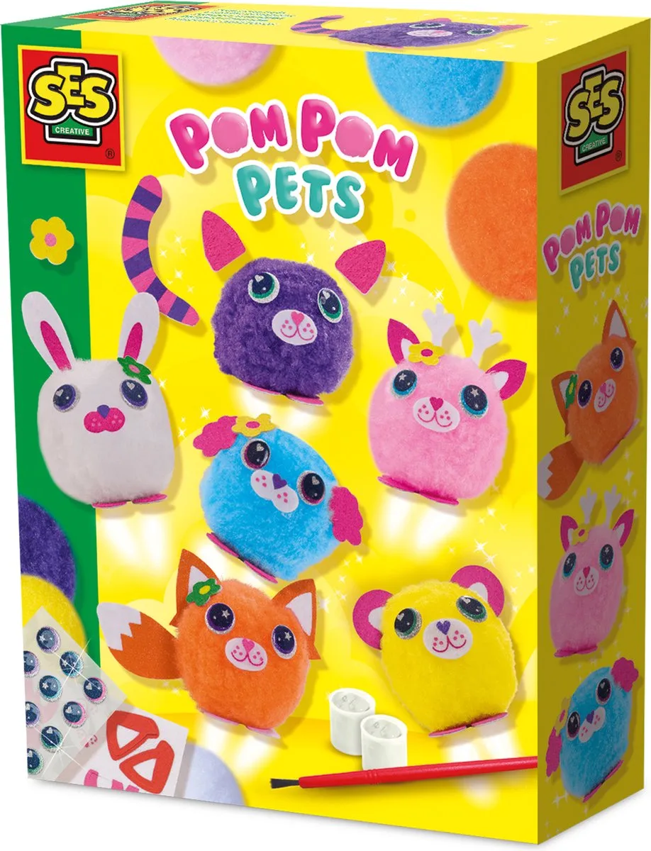 Pompon Vriendjes - Dieren Knutselen met Vilt en Lijm - Vanaf 3 Jaar - Schoencadeautjes Sinterklaas by SES Creative in Pompon Vrienden – product photo