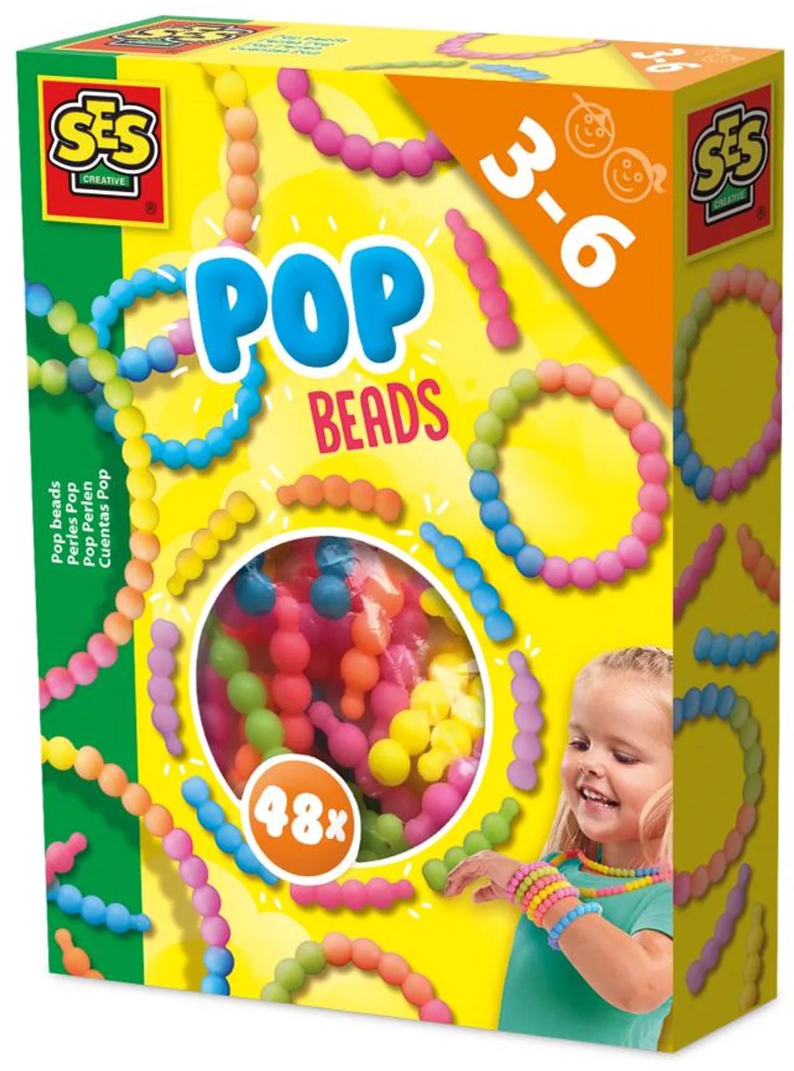 Pop Beads Klikkralen zonder Draad - 48 Stuks - Vanaf 3 Jaar - Armbandjes Maken - Schoencadeautjes Sinterklaas von SES Creative in Pop beads armbanden – Produktfoto