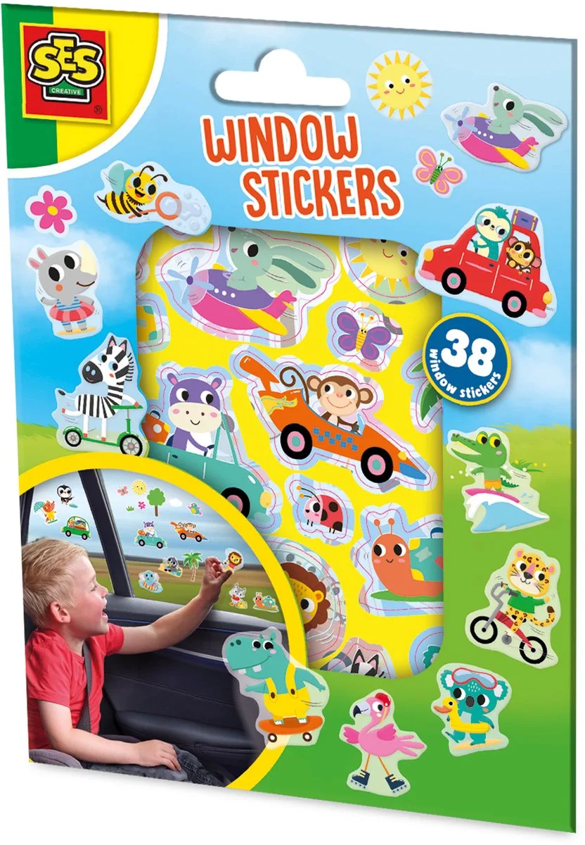 Raamstickers met Vrolijke Motieven - 38 Stuks - Vanaf 3 Jaar - Herbruikbaar - Schoencadeautjes Sinterklaas de SES Creative en Dieren – photo du produit