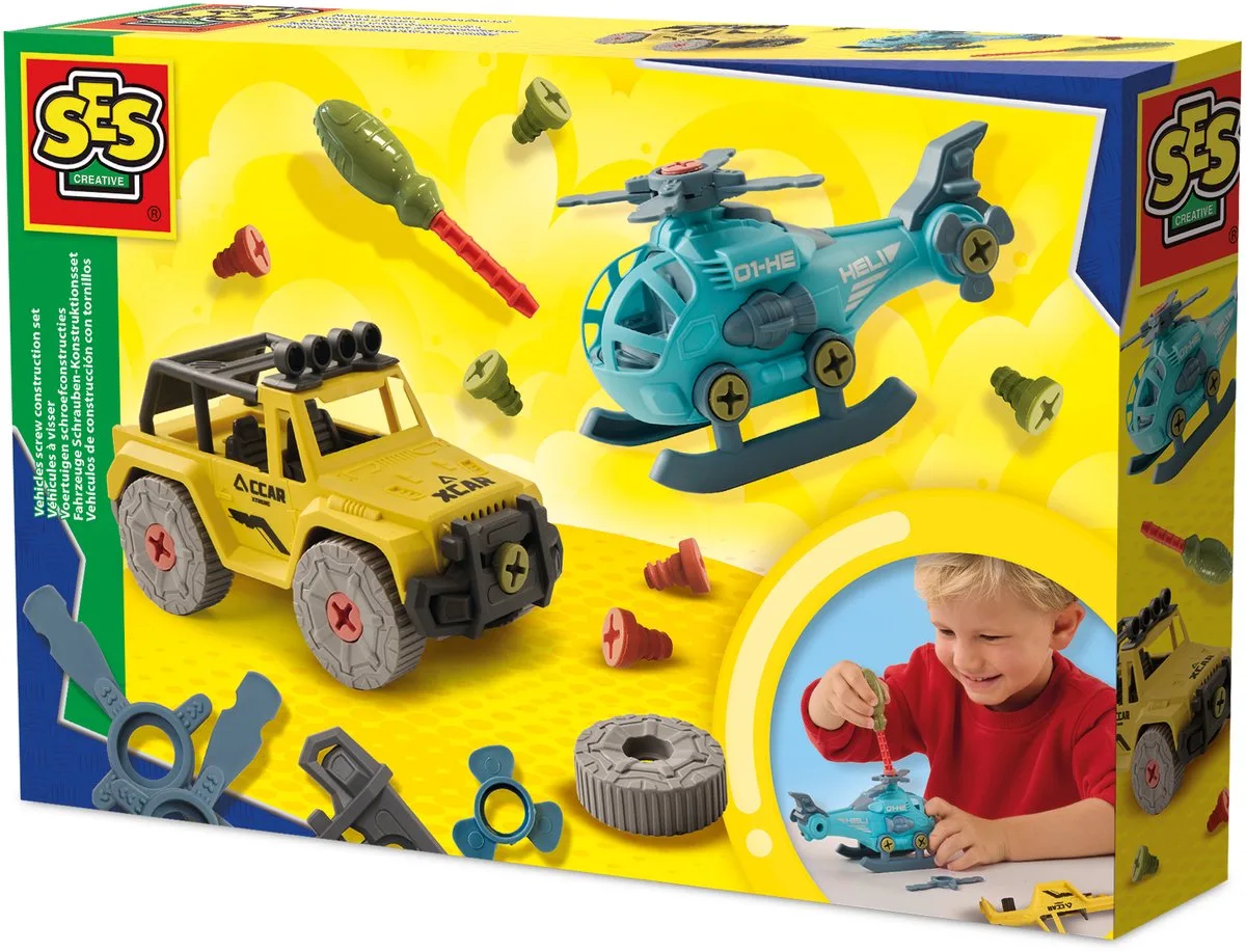 Schroefconstructies - Voertuigen 20 Delen met Schroevendraaier - Voor Jongens vanaf 5 Jaar - Constructieset - Schoencadeautjes Sinterklaas von SES Creative in Mehrfarbig – Produktfoto