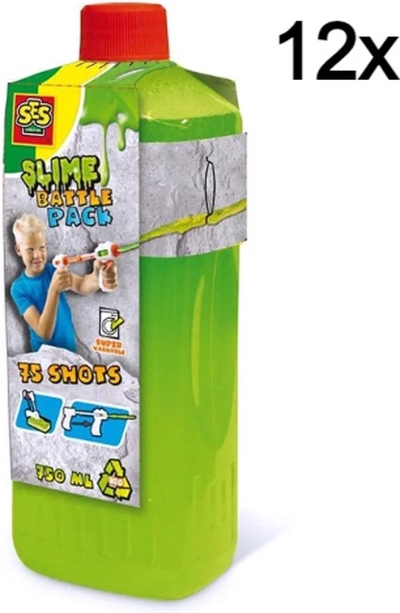 Ses 12stuks slime battle navulling – neon 750ml fra SES Creative i Grøn – produktbillede