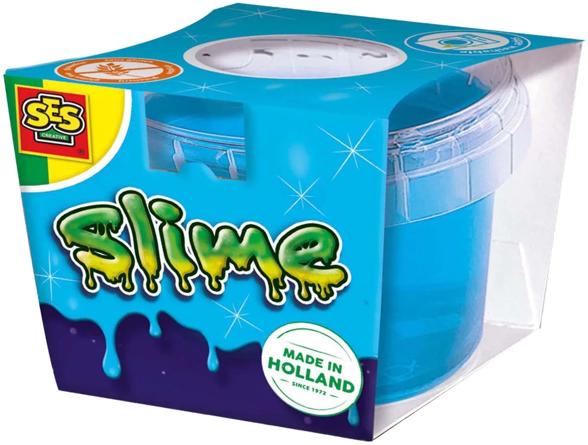 Slijm Blauw met Glitter - 140 g - Vanaf 3 Jaar - Glutenvrij - Schoencadeautjes Sinterklaas de SES Creative en Blauw glitter – photo du produit