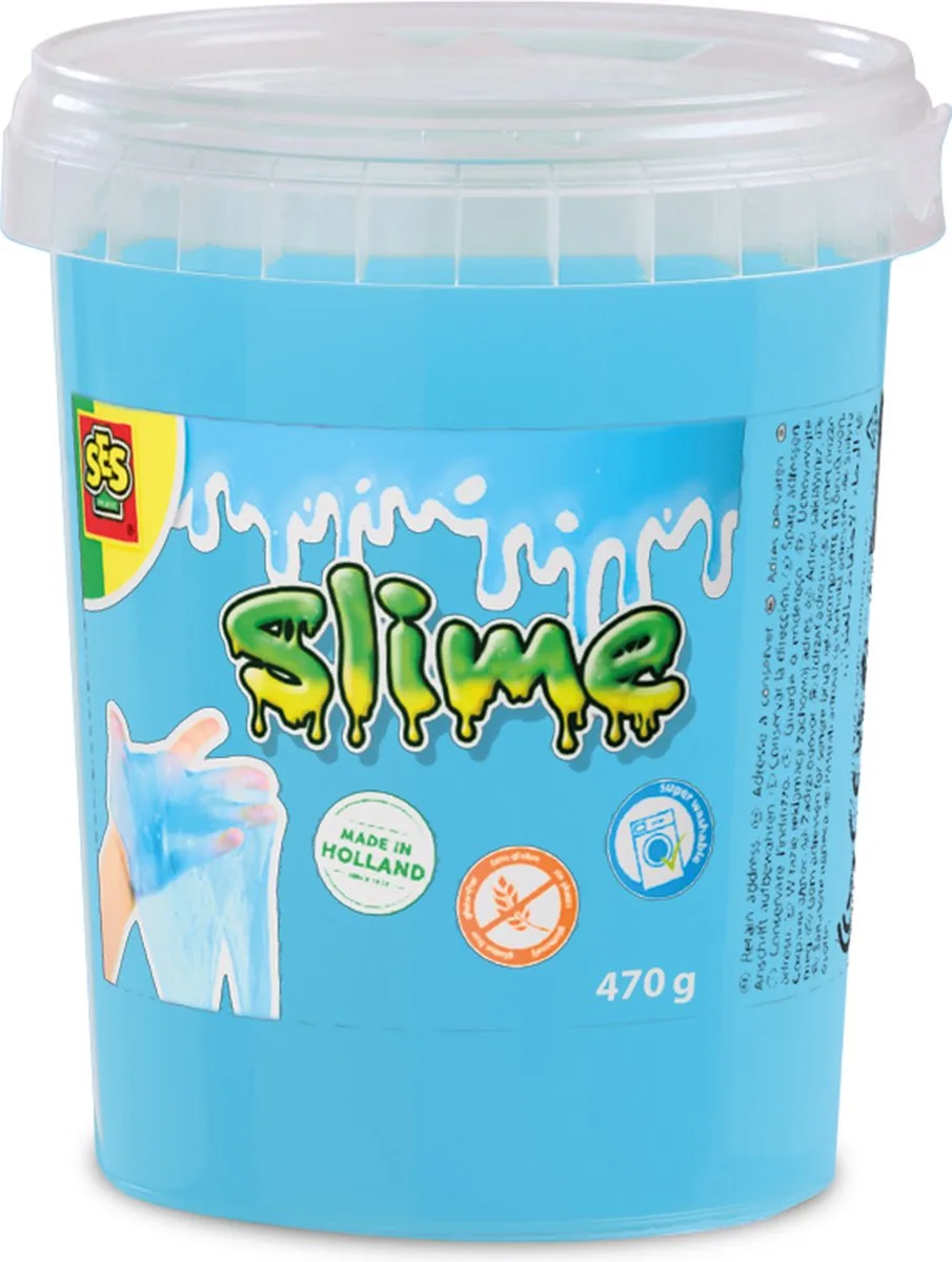 Slijm Blauw met Glitter - 470 g - Vanaf 3 Jaar - Glutenvrij - Schoencadeautjes Sinterklaas de SES Creative en Blauw glitter – photo du produit