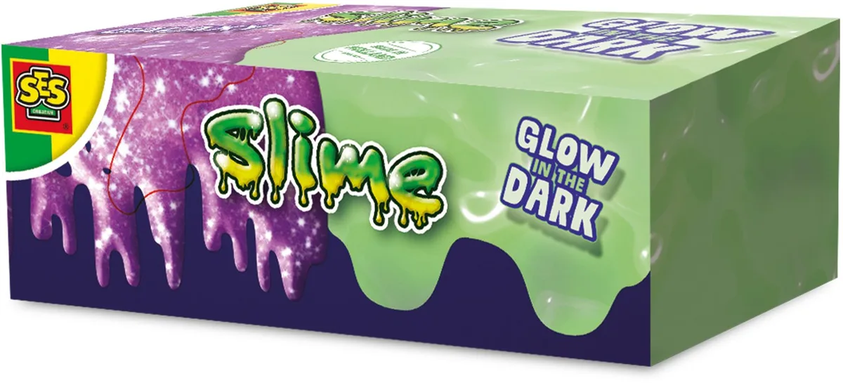 Slijm Glow in the Dark met Glitterslijm - 2 x 120 g - Vanaf 3 Jaar - Schoencadeautjes Sinterklaas van SES Creative in Galaxy & Glow in the dark – productfoto
