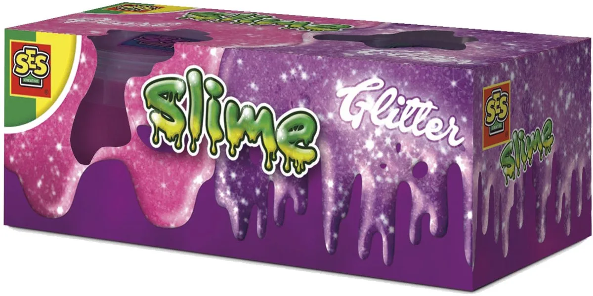 Slijm - Kant-en-klaar in 2 Kleuren - Vanaf 3 Jaar - 2 x 120 g - Glutenvrij - Schoencadeautjes Sinterklaas by SES Creative in Glitter – product photo