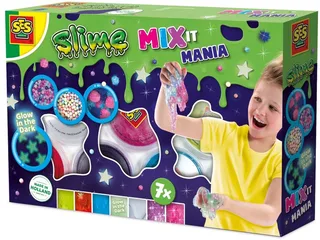 Slijm met Kralen en Sterren - 7 x 120 g - Vanaf 3 Jaar - Glow in the Dark - Schoencadeautjes Sinterklaas de SES Creative en Mix it mania – photo du produit 1 sur 5
