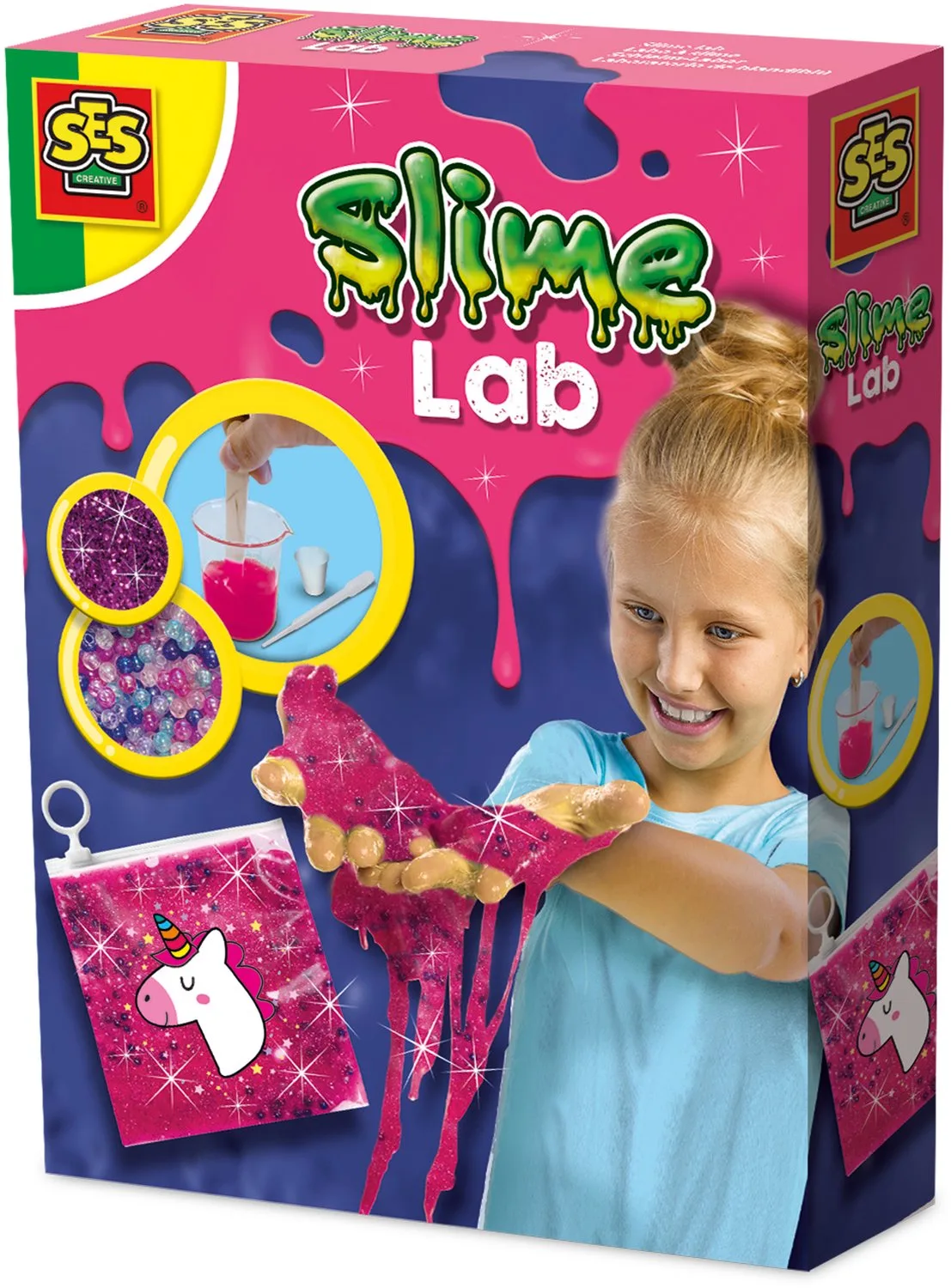 Slime Lab Slijm - Zelf Maken met Ziplock Zakje - Vanaf 8 Jaar - Glutenvrij - Schoencadeautjes Sinterklaas de SES Creative en Unicorn – photo du produit