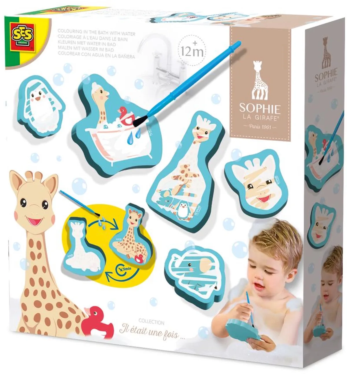 Sophie la Girafe Kleuren met Water - Badspeelgoed - Vanaf 1 Jaar - Foam Figuurtjes - Knoeivrij - Schoencadeautjes Sinterklaas de SES Creative en Kleuren met water in bad – photo du produit