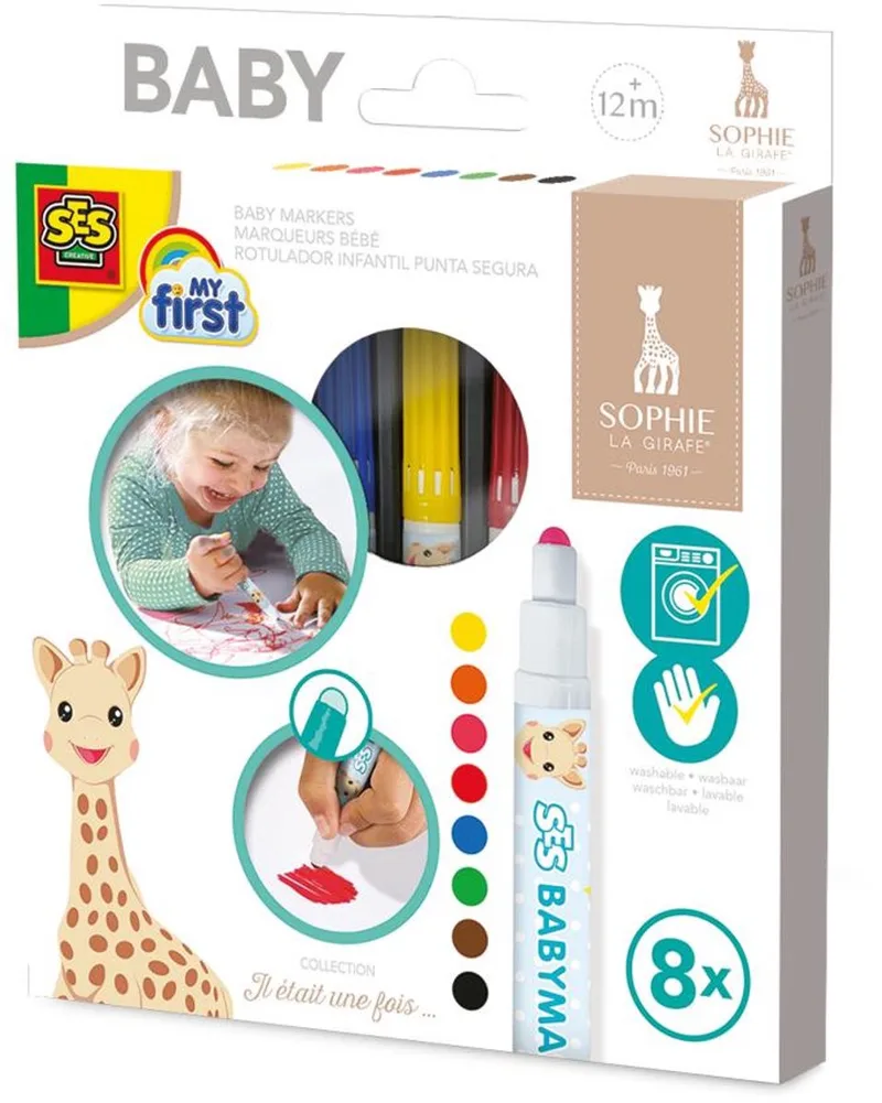 Sophie la Girafe - Stiften – Ronde, stevige punt- veilige dop - Makkelijk uitwasbaar - Stiften vanaf 1 jaar by SES Creative in Babymarkers – product photo
