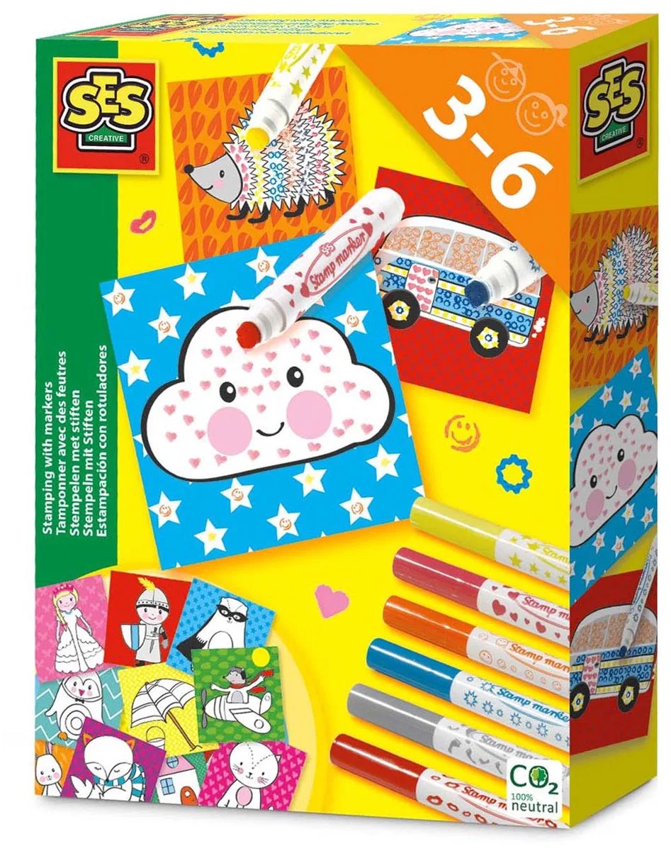 Stempelen met stiften - 6 stempelstiften met 16 stempelvellen fra SES Creative i Stempel stiften – produktbillede
