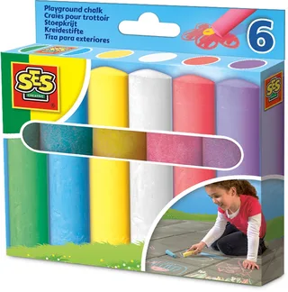 Stoepkrijt - 6-Pack in Heldere Kleuren - Vanaf 2 Jaar - Motorische Ontwikkeling - Schoencadeautjes Sinterklaas de SES Creative en Multicolore – photo du produit 1 sur 4