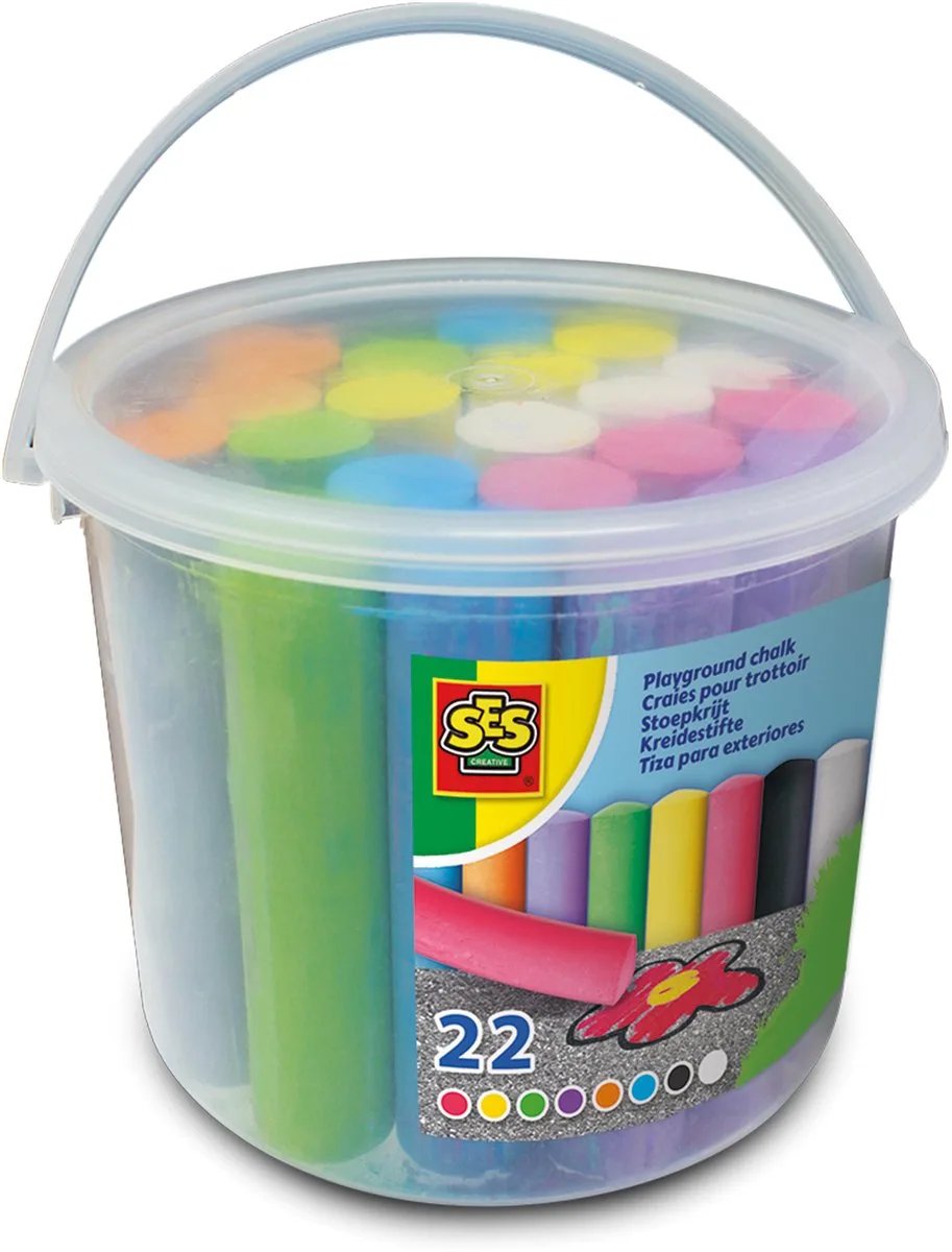 Stoepkrijt in Emmer - 8 Kleuren - Vanaf 2 Jaar - 22 Stuks - Motorische Ontwikkeling - Schoencadeautjes Sinterklaas by SES Creative in Multicolour – product photo
