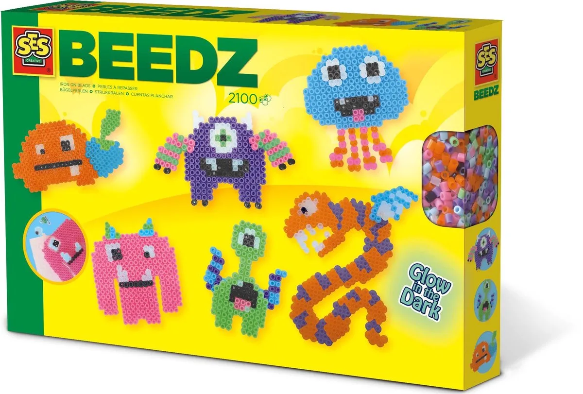 Strijkkralen - Glow in the dark monsters fra SES Creative – produktbillede
