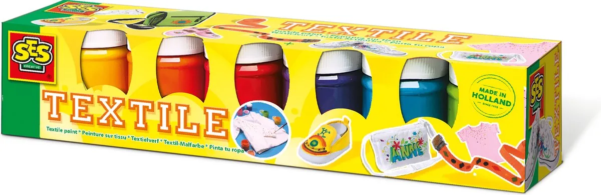 Textielverf 6x50ml fra SES Creative i Flerfarvet – produktbillede