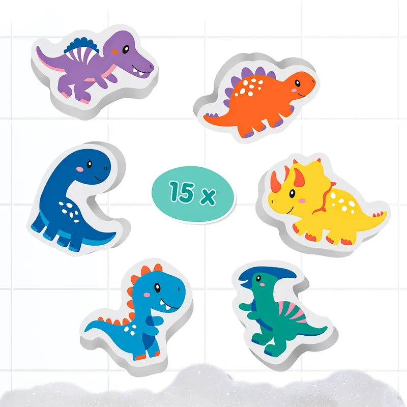 Tiny Talents - Bad Dino’s Set - foam dino’s - plakken op natte tegels - stimuleert fantasie - veilig badspeelgoed - creatief spelen - dinosaurus speelgoed by SES Creative in Dino's – product photo 5 of 5