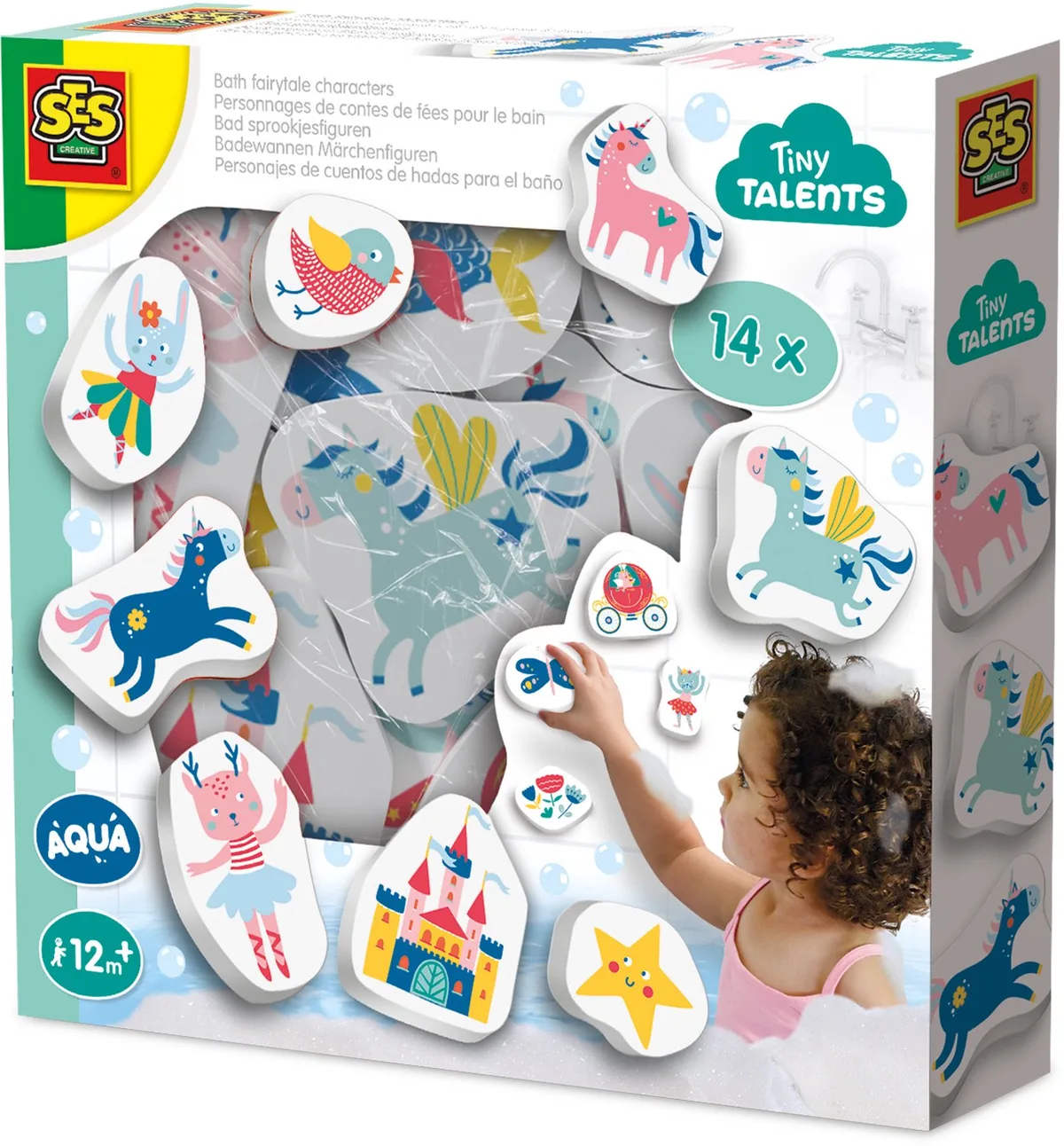 Tiny Talents Bad Schuimpjes - Sprookjesfiguren - Vanaf 1 Jaar - 14 Stuks - Badspeelgoed - Motorische Ontwikkeling - Schoencadeautjes Sinterklaas fra SES Creative i Sprookjes – produktbillede