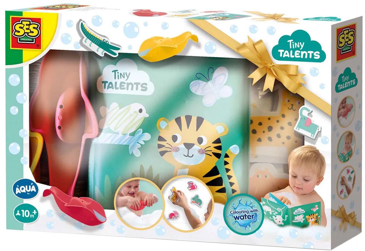 Tiny Talents Bad Speelset - Safari met Badboek en Bootjes - Vanaf 10 Maanden - Badspeelgoed - Motorische Ontwikkeling - Schoencadeautjes Sinterklaas by SES Creative in Multicolour – product photo
