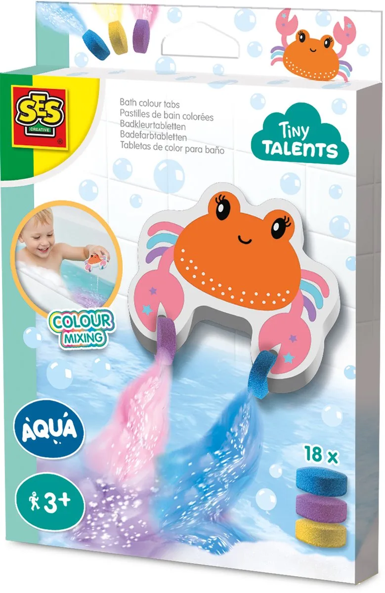 Tiny Talents Badkleurtabletten - Krab - Vanaf 3 Jaar - 18 Stuks - Badspeelgoed - Schoencadeautjes Sinterklaas von SES Creative in Mehrfarbig – Produktfoto
