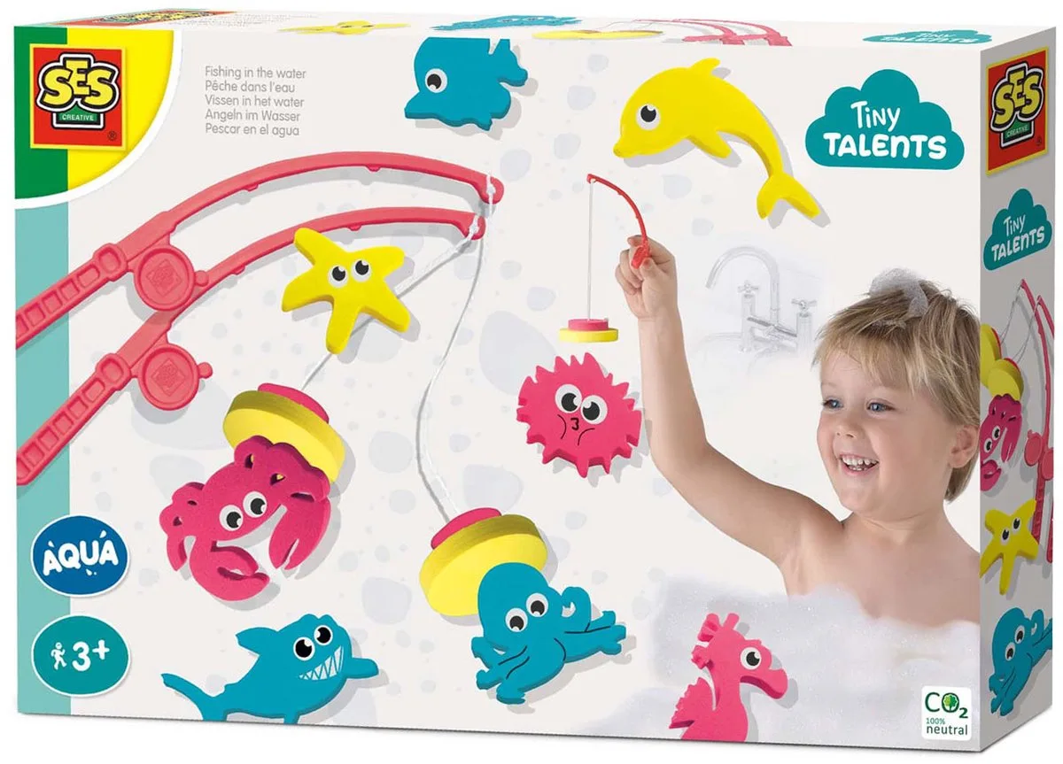 Tiny Talents - Badspeelgoed - Drijvende Vissen - inclusief hengels - Speelgoed 3 Jaar - Vissen Vangen Spel - Badspeeltje fra SES Creative i Vissen in het water – produktbillede