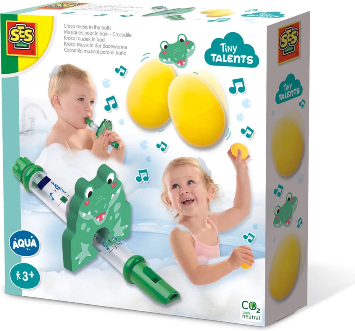 Tiny Talents - in bad - Badspeelgoed - vul de fluit met water - met krokodil eieren als rammelaar Speelgoed 3 Jaar von SES Creative in Kroko muziek – Produktfoto