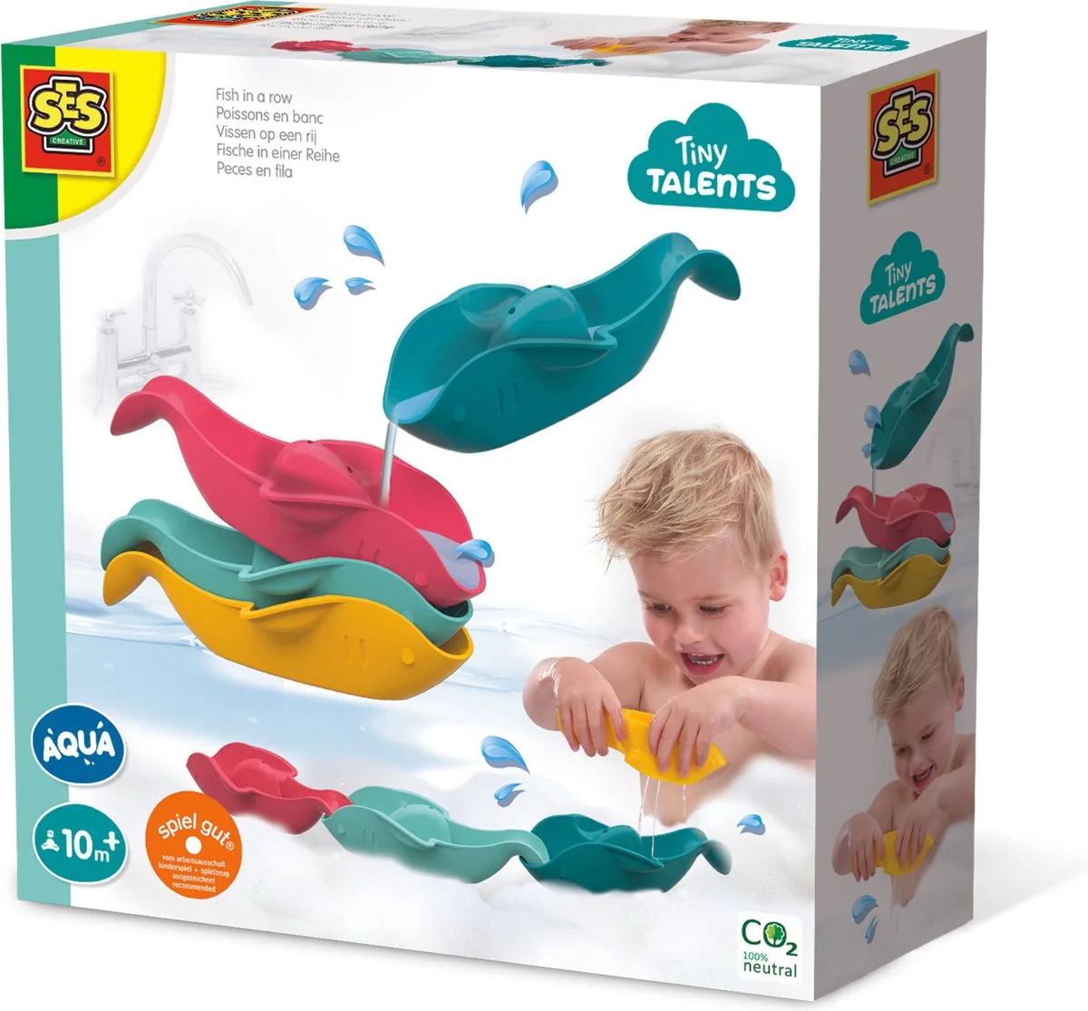 Tiny Talents - Montessori - Vissen op een rij - 4 stuks - Badspeeltje - veel speelmogelijkheden - Speelgoed 1 jaar de SES Creative en Badspeelgoed – photo du produit