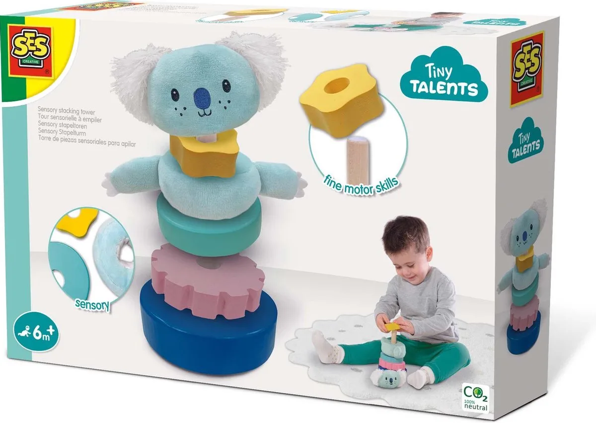 Tiny Talents - Sensory Stapeltoren - verschillende materialen von SES Creative in Stapeltoren koala – Produktfoto