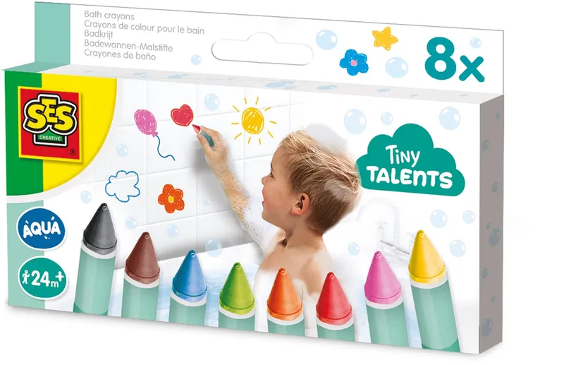 Tiny Talents voor Tegels en Bad - 8 Kleuren - Vanaf 2 Jaar - Badspeelgoed - Schoencadeautjes Sinterklaas från SES Creative i Badkrijt – produktbild 1 av 2