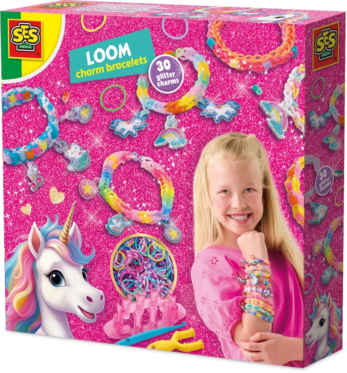Unicorn Loom Bedelarmbandjes - 600 Elastiekjes - Voor Meisjes vanaf 6 Jaar - Armbandjes Maken - Schoencadeautjes Sinterklaas von SES Creative in Mehrfarbig – Produktfoto