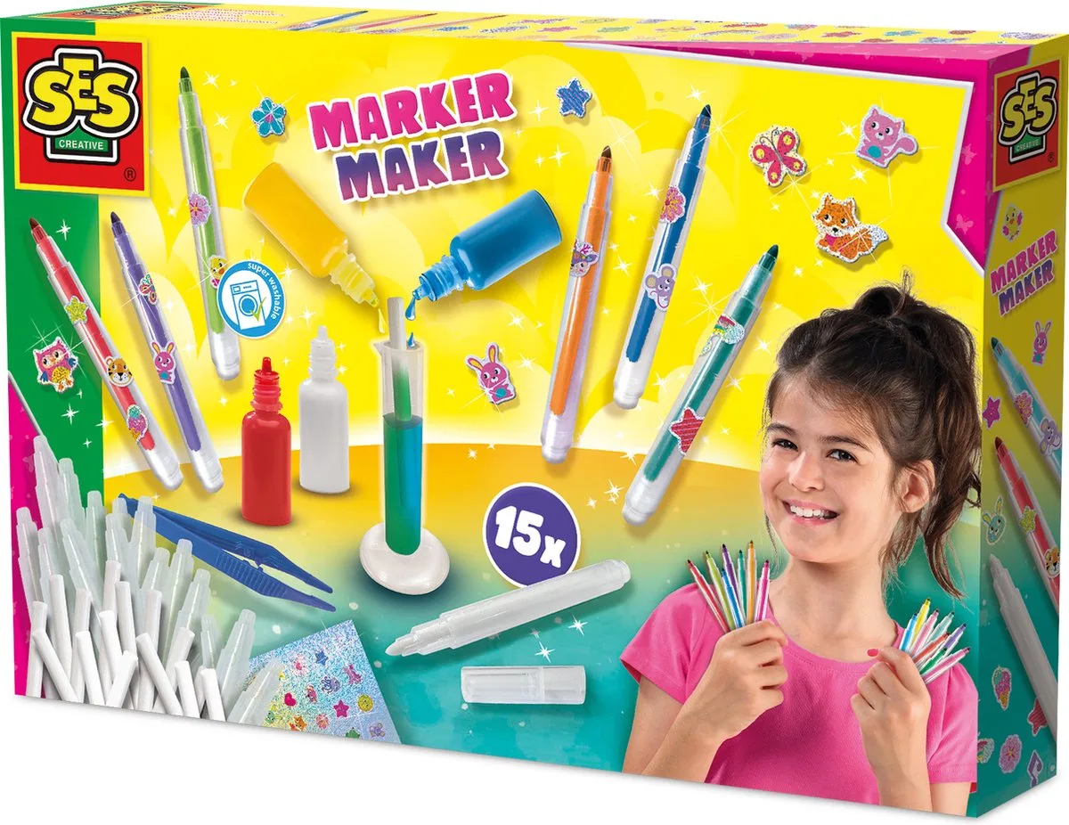 Viltstiften Lab met 4 Flesjes Inkt - Voor Meisjes vanaf 5 Jaar - Schoencadeautjes Sinterklaas by SES Creative in Red – product photo