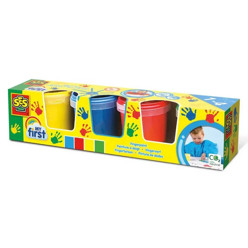 Vingerverf - 4 kleuren – mengbaar – glutenvrij - makkelijk uitwasbaar - Verven voor de allerkleinsten – 4x145ml - Vanaf 1 jaar de SES Creative en My First – photo du produit 6 sur 6