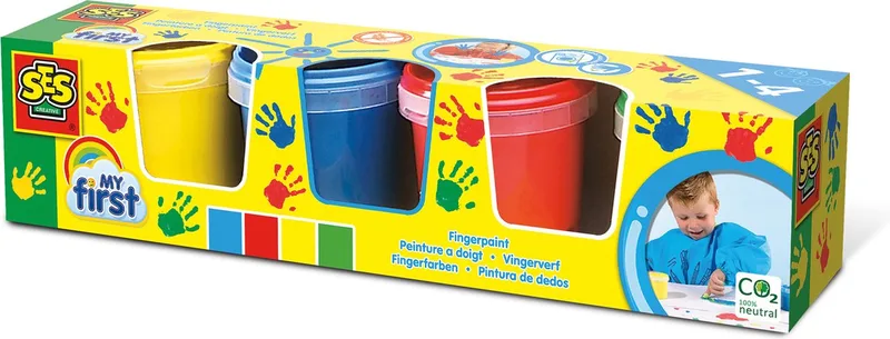 Vingerverf - 4 kleuren – mengbaar – glutenvrij - makkelijk uitwasbaar - Verven voor de allerkleinsten – 4x145ml - Vanaf 1 jaar de SES Creative en My First – photo du produit 1 sur 6