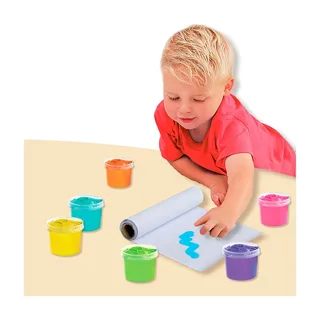 Vingerverf - Mega Set 6 Kleuren met Rol Papier 2 Meter - Vanaf 2 Jaar - Knutselen - Glutenvrij - Schoencadeautjes Sinterklaas från SES Creative i Orange – produktbild 2 av 5