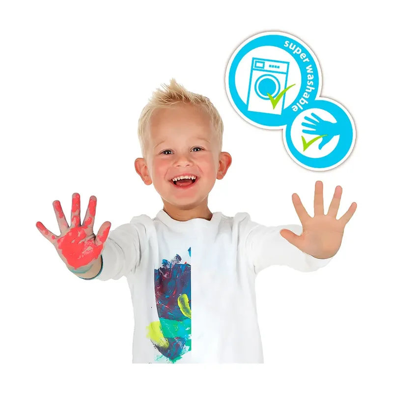 Vingerverf - Mega Set 6 Kleuren met Rol Papier 2 Meter - Vanaf 2 Jaar - Knutselen - Glutenvrij - Schoencadeautjes Sinterklaas från SES Creative i Orange – produktbild 3 av 5