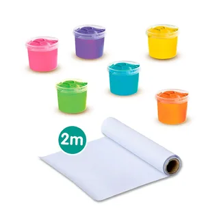 Vingerverf - Mega Set 6 Kleuren met Rol Papier 2 Meter - Vanaf 2 Jaar - Knutselen - Glutenvrij - Schoencadeautjes Sinterklaas från SES Creative i Orange – produktbild 4 av 5