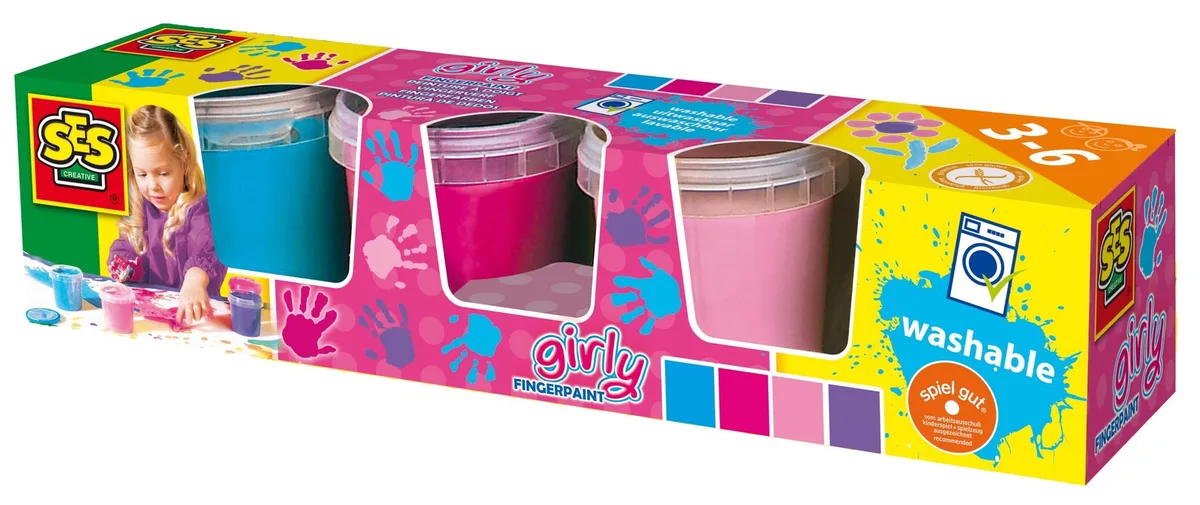 Vingerverf trendy, 4 kleuren x150ml von SES Creative – Produktfoto