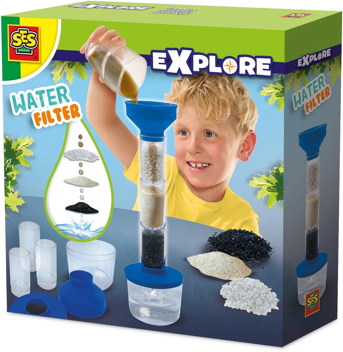 Waterfilter Experimenteerset met Filtermateriaal - 6-Delig - Vanaf 8 Jaar - Buitenspeelgoed - Schoencadeautjes Sinterklaas von SES Creative in Water filter – Produktfoto