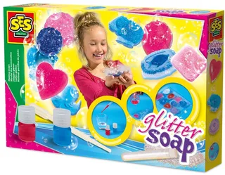 Zeepjes Gieten met Glitter en Gietvormen - Voor Meisjes vanaf 7 Jaar - Experimenteerset - Zeep Maken - Schoencadeautjes Sinterklaas från SES Creative i Röd, Blauw – Glitter – produktbild 1 av 4