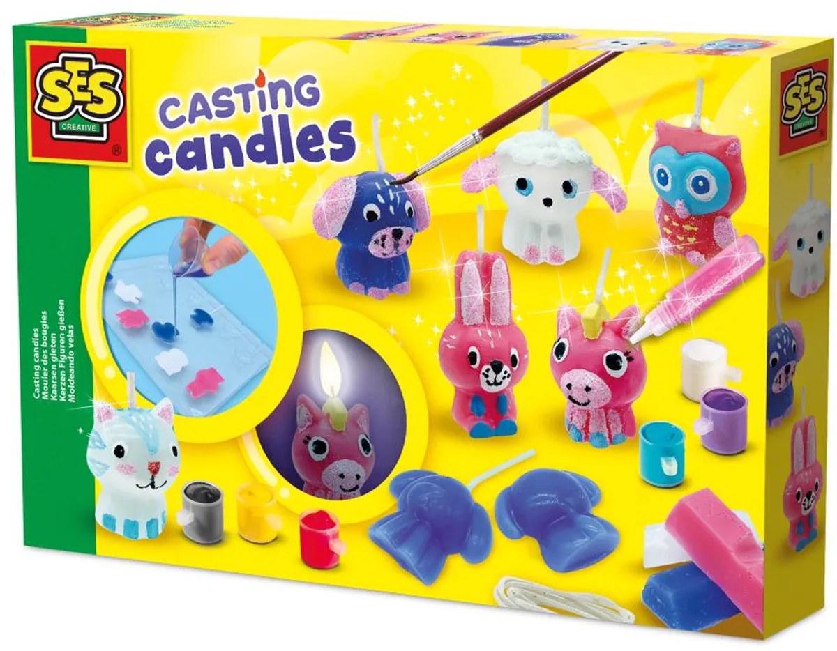 Zelf Maken - Gietset met Kaarsklei - Vanaf 5 Jaar - 3 Kleuren - Knutselen - Schoencadeautjes Sinterklaas från SES Creative i Kaarsen – produktbild