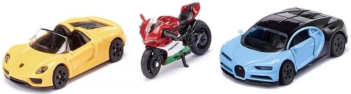 Giftset Sportwagens En Motor 17 Cm Staal 3-delig (6313) fra Siku i Blå – produktbillede