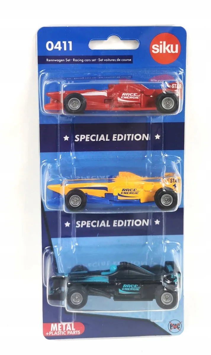 Raceauto Set 3-Pack - Metal & Plastic Speelgoed van Siku in Wielokolorowy – productfoto