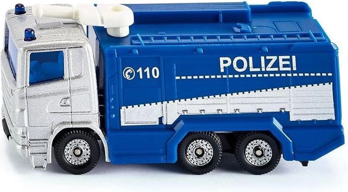 Scania Polizei Waterkanon Vrachtwagen 8,4 Cm Blauw (1079) de Siku en Noir, Bleu, Argent – photo du produit
