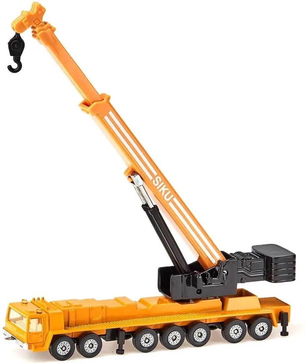 SIKU 1623, Kraanwagen Mega Lifter, metaal/kunststof, telescopische hijsarm, uitschuifbare steunen van Siku in Oranje – productfoto