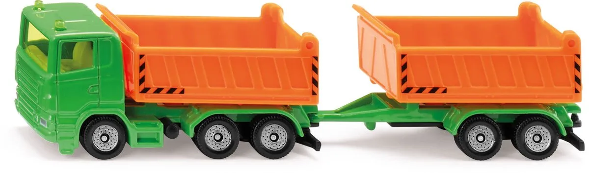 Siku 1685, Vrachtwagen met kantelbak en kantelaanhanger, metaal/kunststof by Siku in Green, Orange – product photo