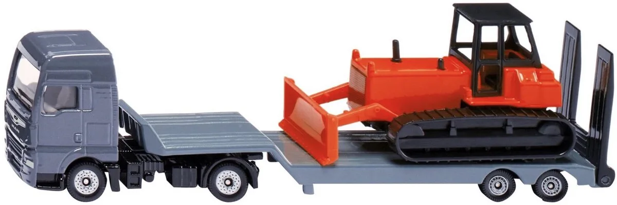 Siku 1762 MAN Truck met Bulldozer från Siku i Grå, Röd, Svart – produktbild