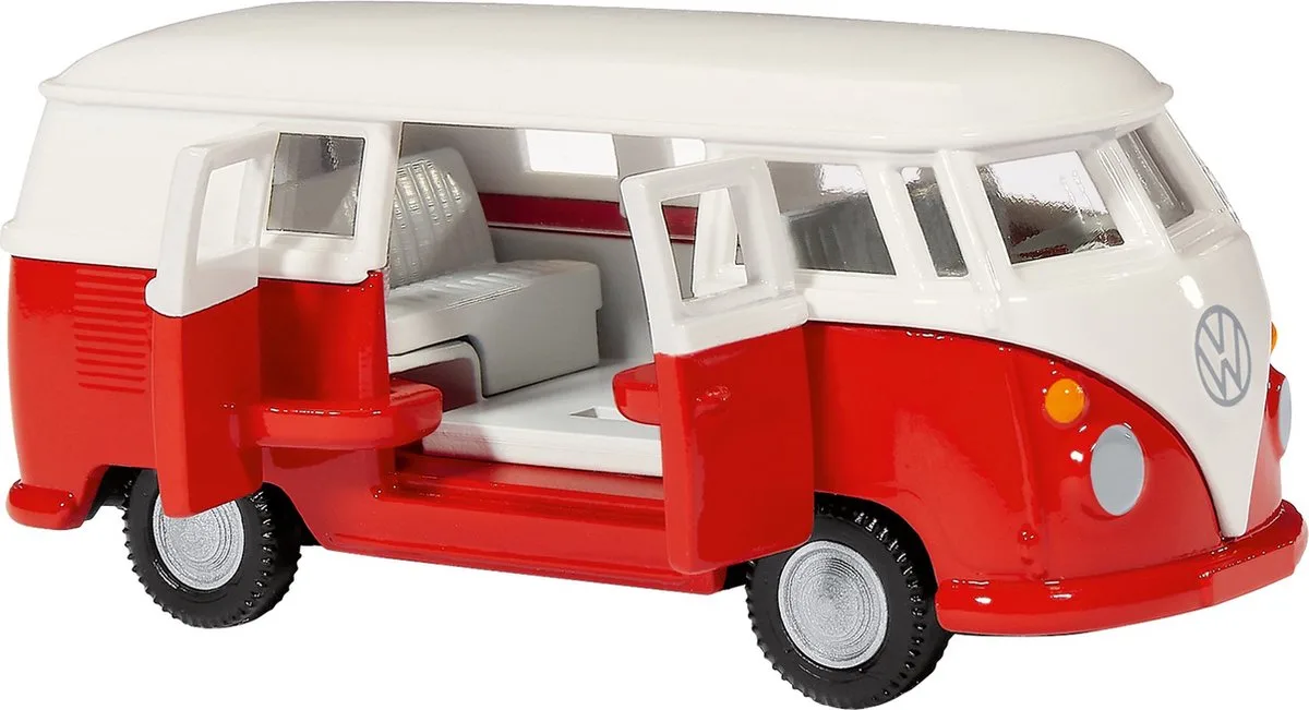 2361 SUPER VW T1 Bus, Modellfahrzeug von Siku in Rot, Weiß – Produktfoto
