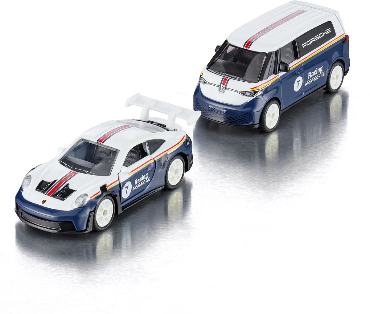 VW ID Buzz met Porsche 911 GT3 RS by Siku in White, Blue – product photo