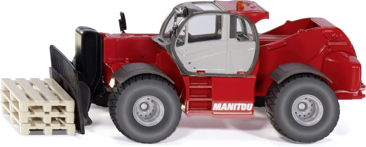SIKU 3507 Manitou MHT 10230 telescooplader + 3 paletten, schaal: 1:50, metaal/kunststof von Siku in Gelb, Rot – Produktfoto